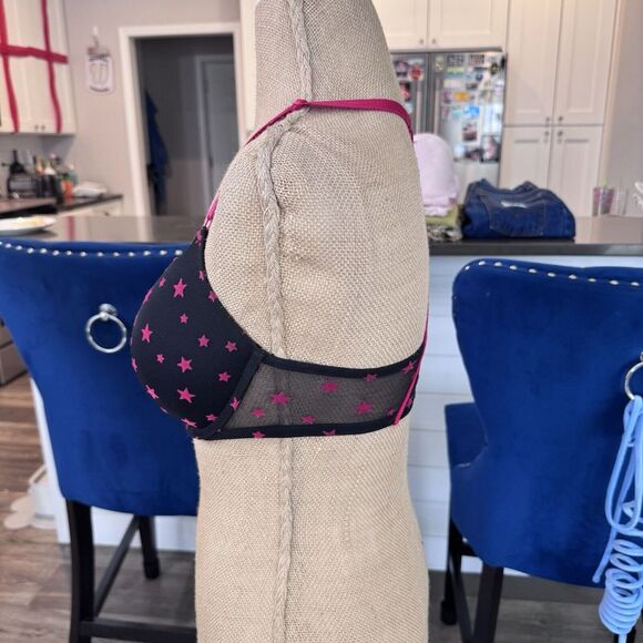 Victoria's Secret Bra Women's 34D Black Red Stars Push Up Racerback - Picture 6 of 6